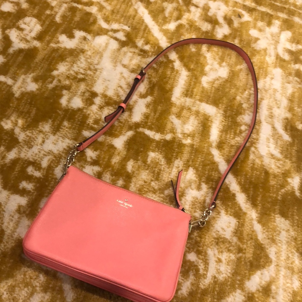 Kate spade coral/pink colored crossbody with gold